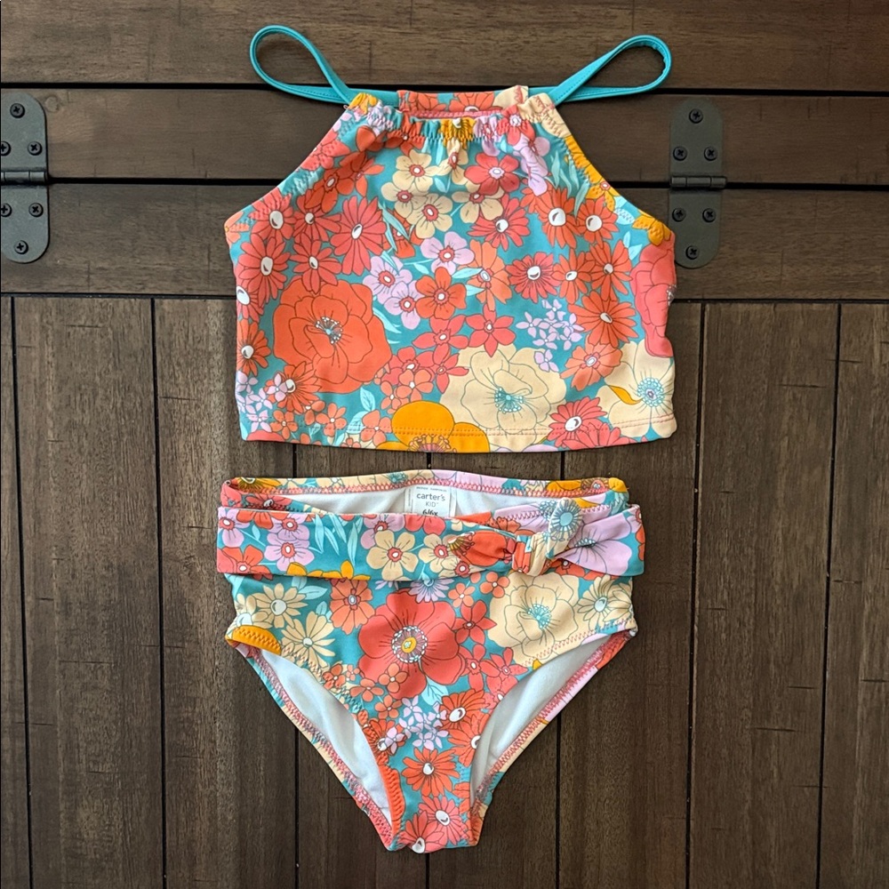 Carter's Floral Bikini in Orange and Blue